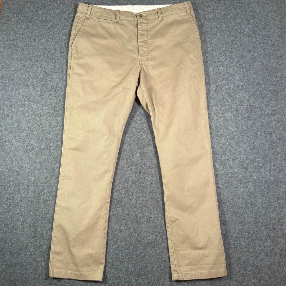 Buck Mason Mens Khaki Slub Twill Officer Pant Sz 36x31 Tan Chino Trousers Work